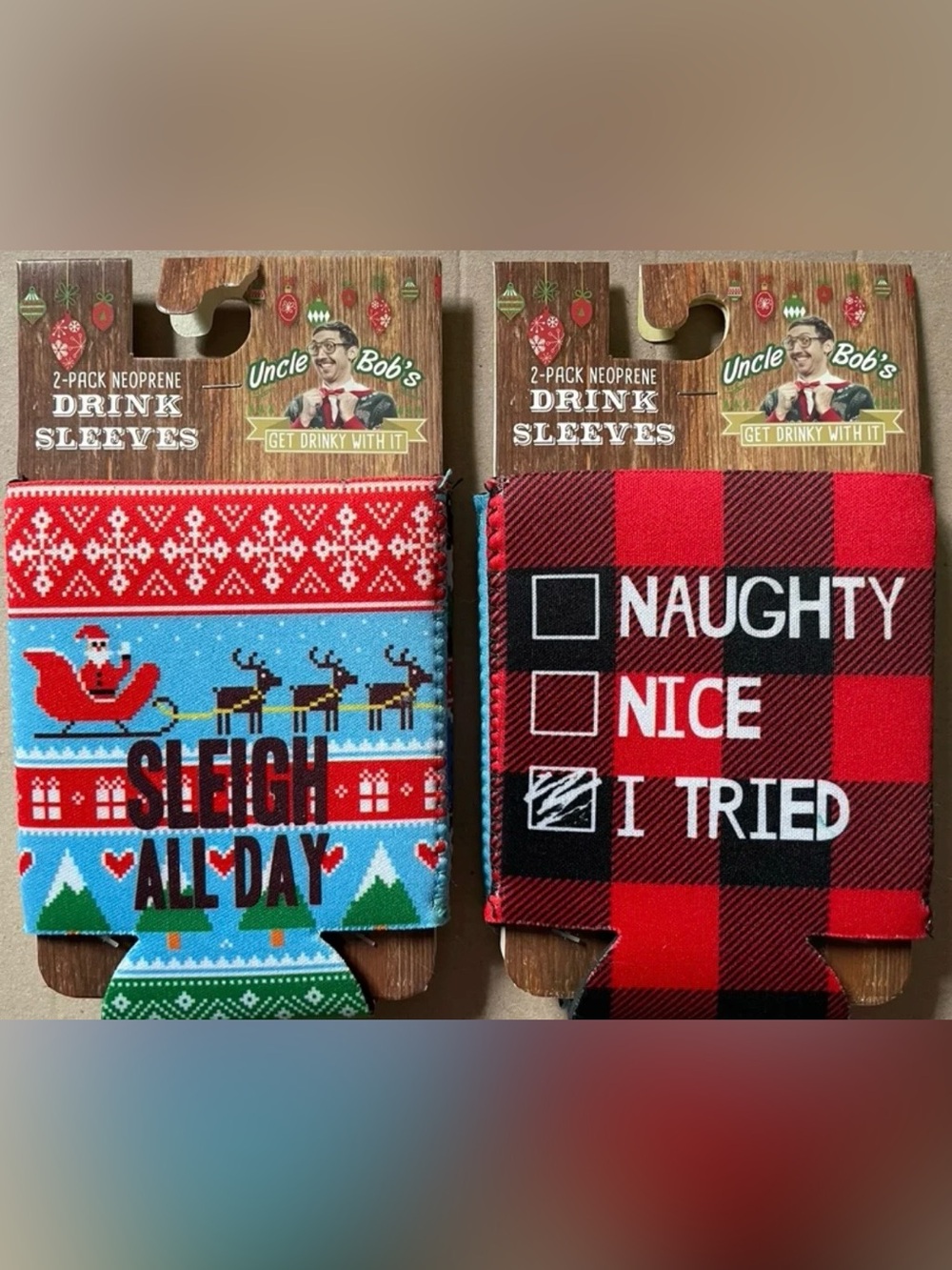 4 Uncle Bob's Holiday Neoprene Drink Sleeves